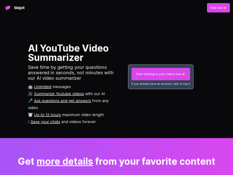 Skipit – AI YouTube Video Summarizer